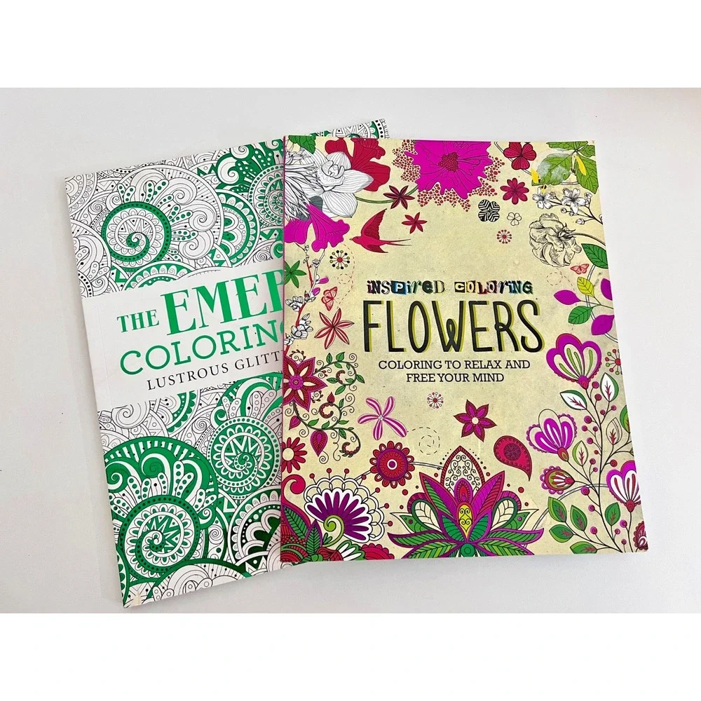 Inspired‎ Coloring Books FLOWERS & Emerald Coloring (Set of 2)